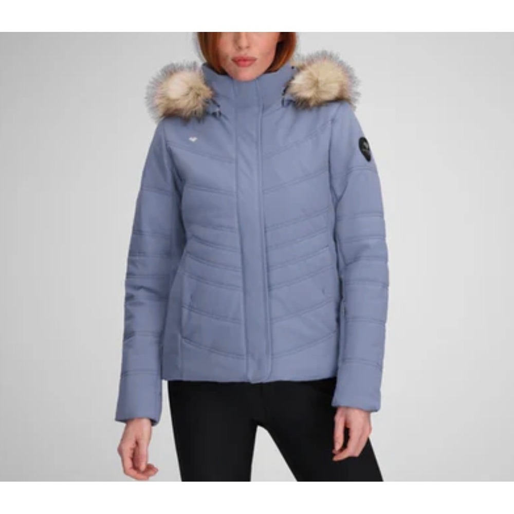 Obermeyer Womens Tuscany Blue  Ski Jacket Faux Fur Hood Size 8 Parka